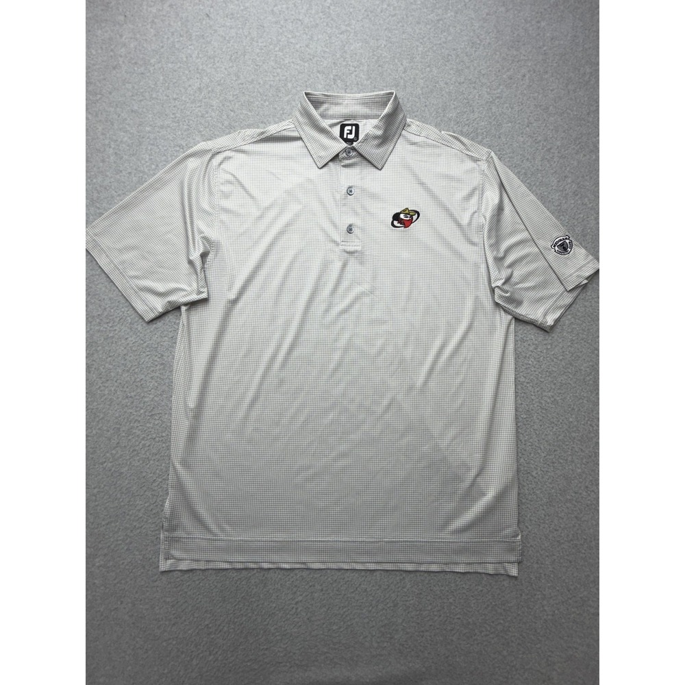 FootJoy Polo Mens L Gray Houndstooth Medinah Country Club Bandits Golf Shirt